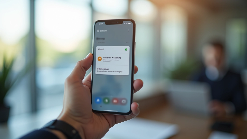Mobile phone showing notification for pending expense approval with amount and employee details